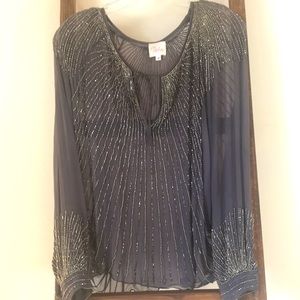 Sheer Gray Sequined Blouse